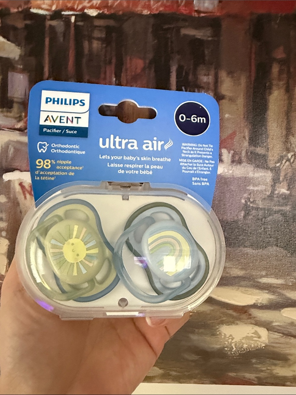Ultra Air Orthodontic Pacifiers 0-6m - Blue/Green (2 Pack)
